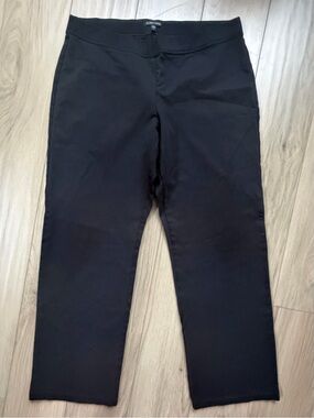 Eileen Fisher Black Straight-Leg Pull On Chinos Sz Large Stretch